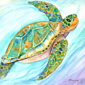 Swimming, Smiling Sea Turtle